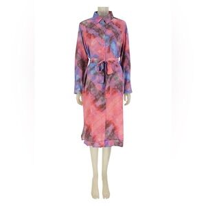 BL^NK LONDON x ANTHROPOLOGIE Tie Dye Button-Up Shirt Dress With Belt Size Med